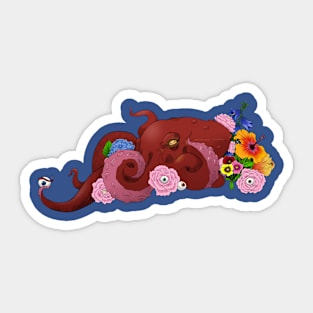 Octopus with Flowers Sticker